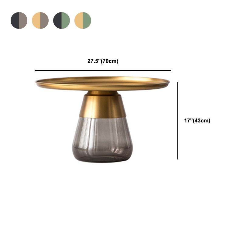 中世紀のモダンな台座トレイトップラウンドシングルコーヒーテーブル