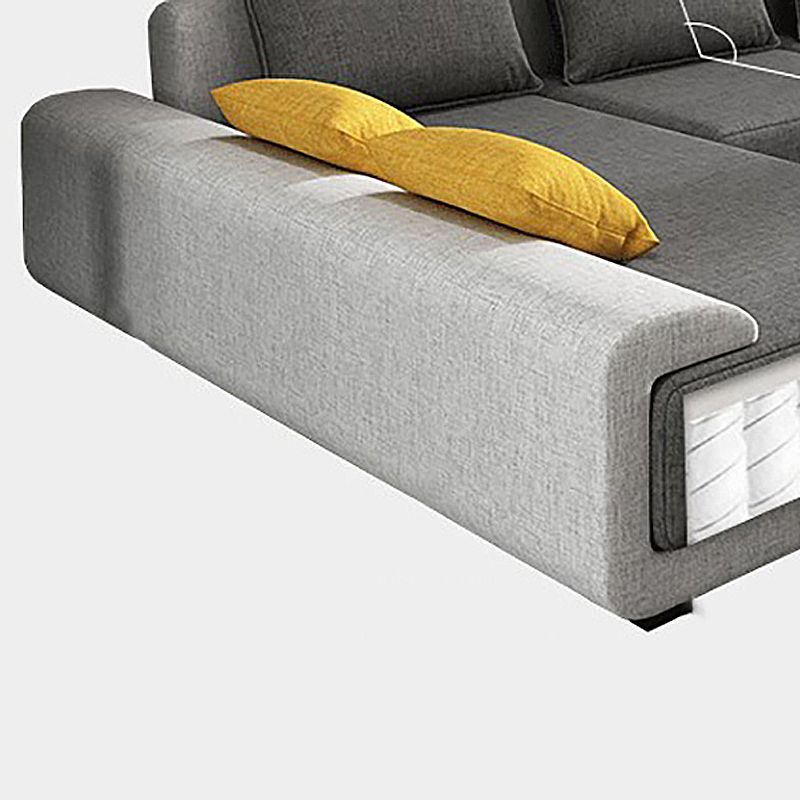 Contemporary Loose Back Square Arm Sofa with Slipcovered for Living Room Clearhalo 'furn' 'furn_sectionals' 'Furniture' 'furniture_sectionals' 'Living Room Furniture' 'Sectionals' 1200x1200_18b6bdca-bb4f-4a63-918a-c3acf2ae2409