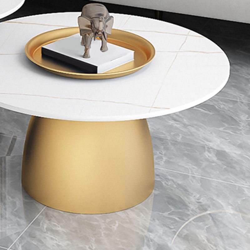 ミッドセンチュリーモダンアイアン/ストーンコーヒーテーブルDIA 23.6 "/31.5"カクテルテーブル