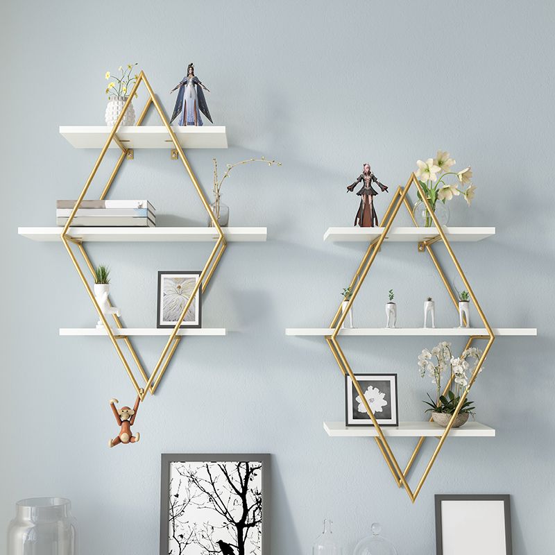 Luxury Floating Bookshelf Metal Lozenge Open Back Book Shelf