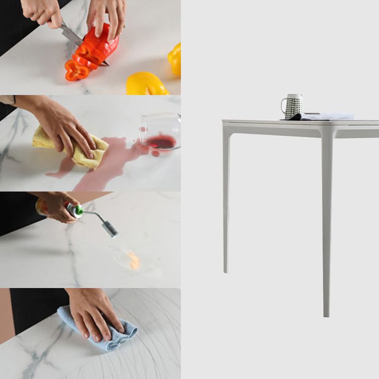 Modern White Sintered Stone Dining Set Standard Rectangle Dining Table Set with 4 Legs Base Clearhalo 'Dining Room Sets' 'Dining Tables & Seating' 'dining_room_set' 'Furniture' 'furniture_dining_room_set' 'Kitchen & Dining Furniture' 'kitchen&dining_furn' 'kitchen' 1200x1200_18bb0546-2653-482d-a2c6-c4b09618d33b