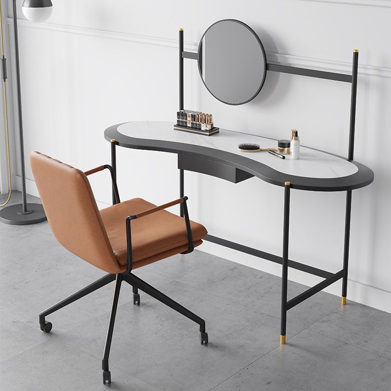 Contemporary Writing Desk Home Stone Office Desk with Black Legs Clearhalo 'furn' 'furn_office_desk' 'Furniture' 'Office Desks' 'Office Furniture' 'office_desk' 1200x1200_18bb61a9-4983-4d1d-88b2-c8eaf8e05ee5