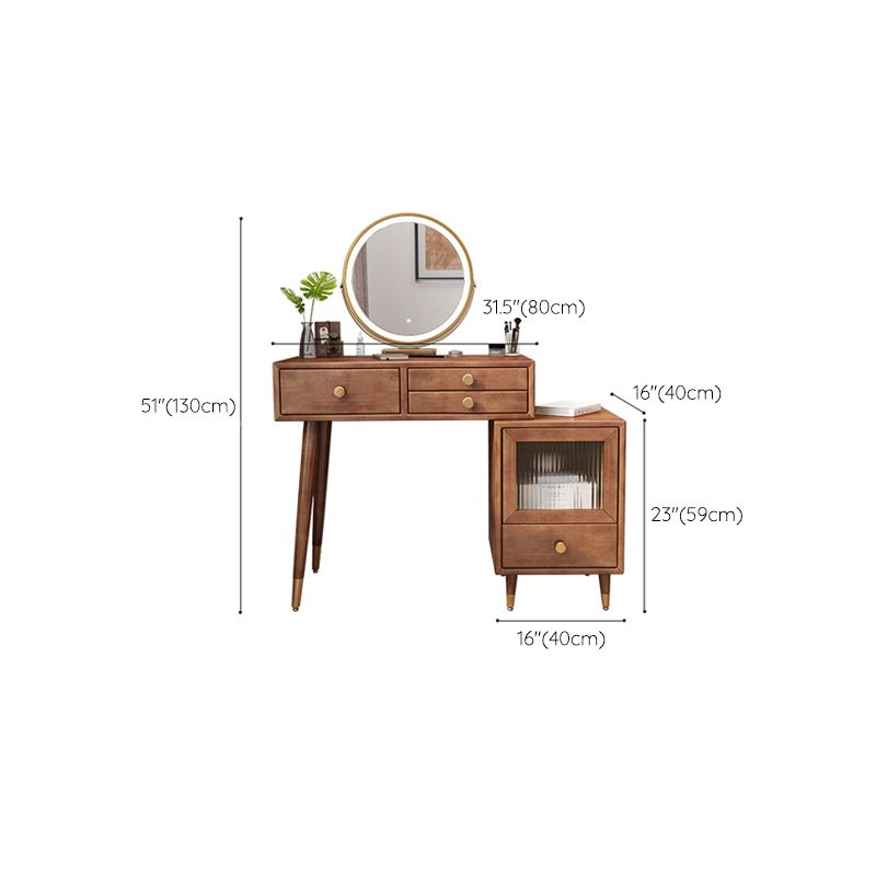 Rubberwood Vanity Table Drawers Simple Scandinavian Makeup Vanity Table