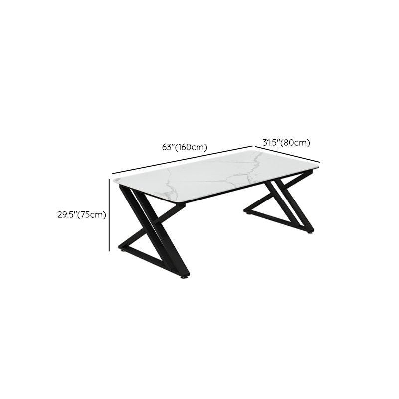 Bureau d'écriture de traîneau en pierre industrielle bureau de bureau en métal rectangulaire