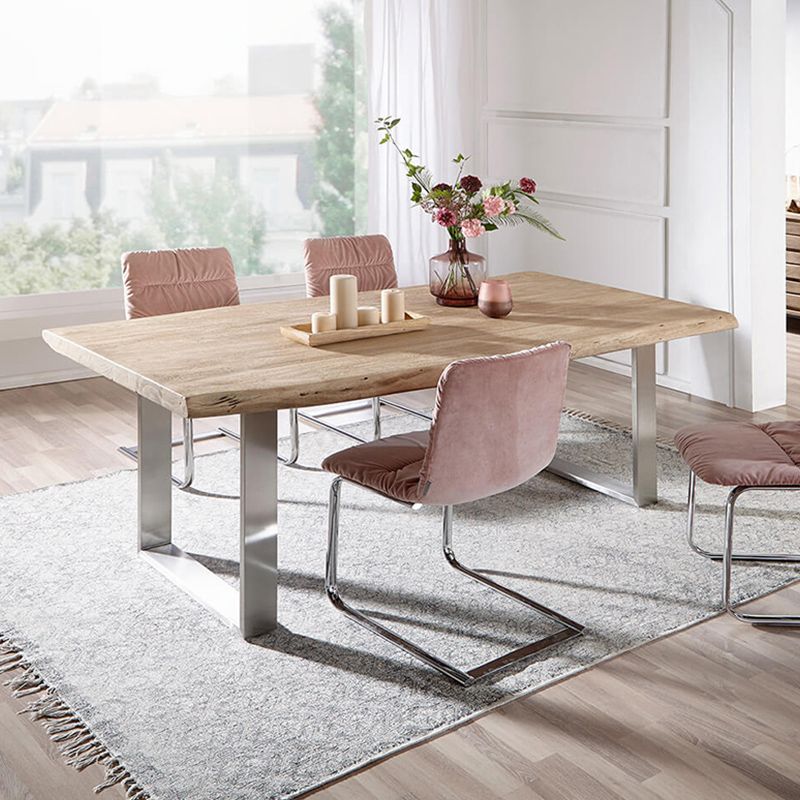 Rectangle Shape Glam Dining Table Fixed Table with Solid Wood Clearhalo 'Dining Tables & Seating' 'Dining Tables' 'dining_table' 'furn' 'furn_dining_table' 'Furniture' 'Kitchen & Dining Furniture' 1200x1200_18bf2e57-fe9e-4014-9654-fd530cac3607