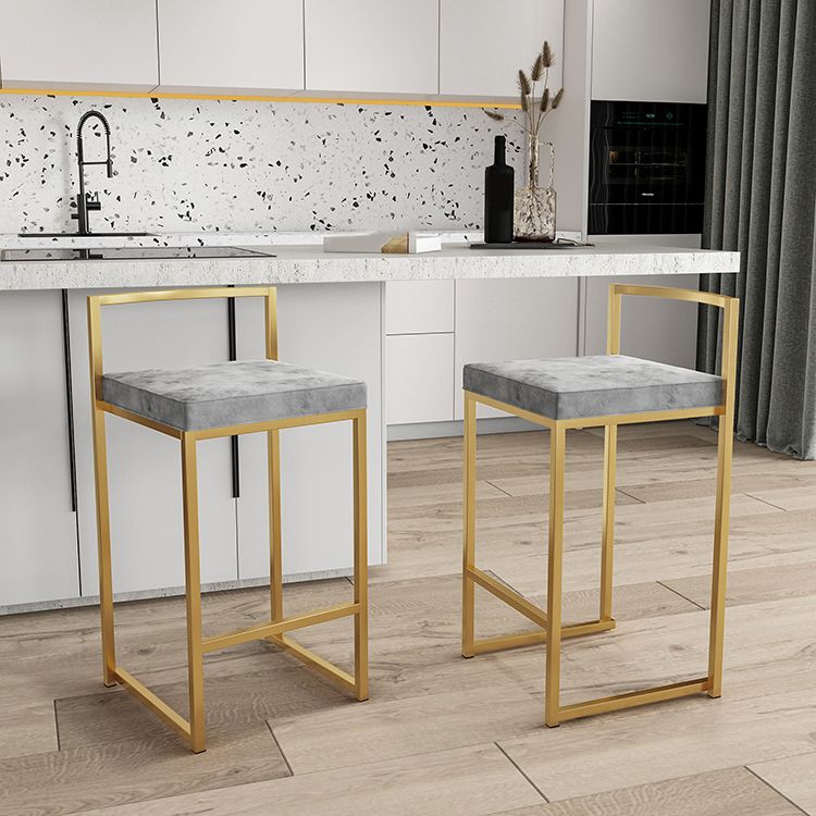Nordic Backrest Armless Counter Stool Iron Kitchen Bar Stool with Cushion and Pedal Clearhalo 'Bar Furniture' 'Bar Stools' 'bar_stools' 'furn' 'furn_bar_stools' 'Furniture' 'Kitchen & Dining Furniture' 1200x1200_18bf46c2-4f2a-4e19-810b-f5a84c360f37