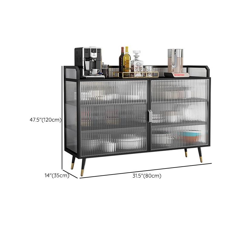 Glam Cabinets Sideboard Buffet Glass Doors Metal Buffet Sideboard Clearhalo 'buffet_sideboard' 'Buffets & Sideboards' 'furn' 'furn_buffet_sideboard' 'Furniture' 'Kitchen & Dining Furniture' 1200x1200_18bfb321-d070-4b02-8cd3-c5d149412b9d