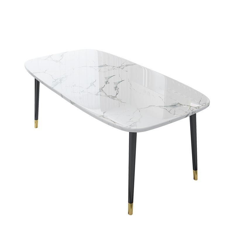 Glam Matte Finish Marble Table Home Rectangle Dining Table with 4 Legs Clearhalo 'Dining Tables & Seating' 'Dining Tables' 'dining_table' 'Furniture' 'furniture_dining_table' 'Kitchen & Dining Furniture' 'kitchen' 'kitchen_dining_table' 1200x1200_18bfc3c3-d230-4a29-9664-1170e7645e00