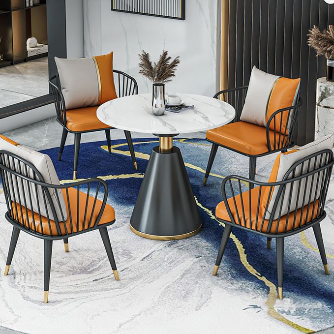 Metal Modern Round Indoor Table Sintered Stone Table for Kitchen Clearhalo 'Dining Tables & Seating' 'Dining Tables' 'dining_table' 'furn' 'furn_dining_table' 'Furniture' 'Kitchen & Dining Furniture' 1200x1200_18c17675-2f7b-4c5b-964e-f4c2beb30a26