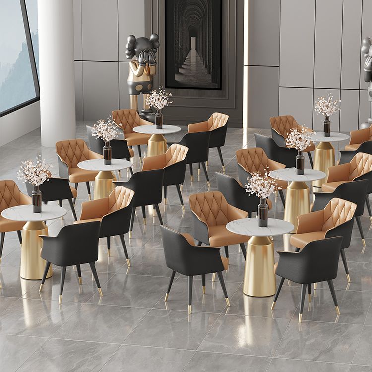 Glam Metal Arm Dining Chair Faux Leather Side Chair for Restaurant Use Clearhalo ' kitchen&dining_furn' 'Dining Chairs' 'Dining Tables & Seating' 'dining_chair' 'furn' 'furn_dining_chair' 'Furniture' 'furniture_dining_chair' 'Kitchen & Dining Furniture' 'kitchen' 1200x1200_18c2555b-fc46-455d-9257-565a7f6e737f