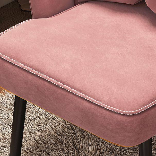 Contemporary Metal Side Chair Home Upholstered Arm Crown Top Back Chair Clearhalo ' kitchen&dining_furn' 'Dining Chairs' 'Dining Tables & Seating' 'dining_chair' 'furn' 'furn_dining_chair' 'Furniture' 'furniture_dining_chair' 'Kitchen & Dining Furniture' 'kitchen' 1200x1200_18c3bb75-4341-461e-9520-676fd88e7d6a