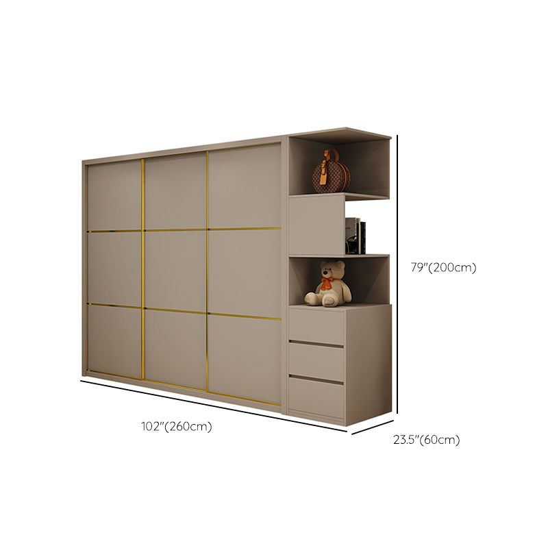 Contemporary Style Wardrobe Wooden Bedroom Wardrobe Closet with Clothes Rail Clearhalo 'Armoires & Wardrobes' 'armoires_wardrobes' 'Bedroom Furniture' 'furn' 'furn_armoires_wardrobes' 'Furniture' 1200x1200_18c42fe6-5426-46c1-ad44-6f9c487b5926