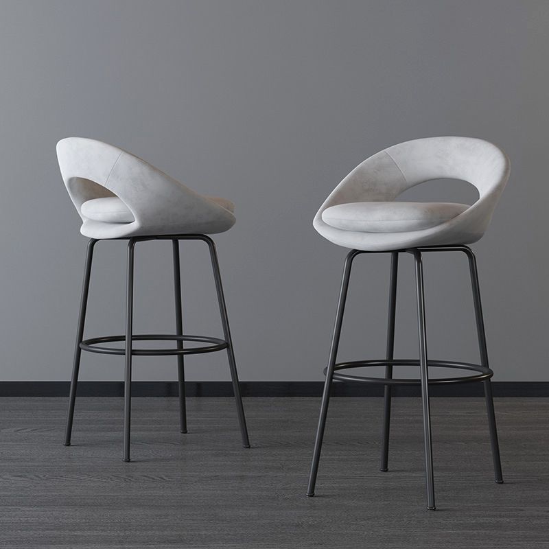 Contemporary Armless Backrest Counter Stool Iron Bar Stool with Cushion and Footrest