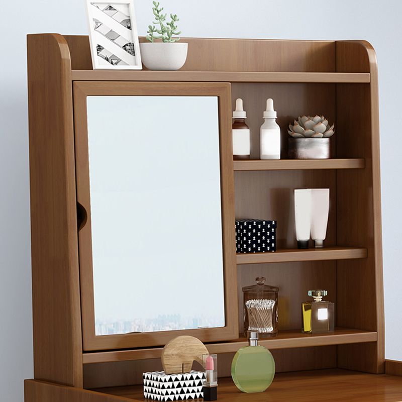 Solid Wood Vanity Table Set 3-Drawer Makeup Vanity Table with Mirror and Stool Clearhalo 'Bedroom Furniture' 'furn' 'furn_makeup_vanities' 'Furniture' 'Makeup Vanities' 'makeup_vanities' 1200x1200_18c4ca11-6626-410c-b253-c8ff8b2712b5