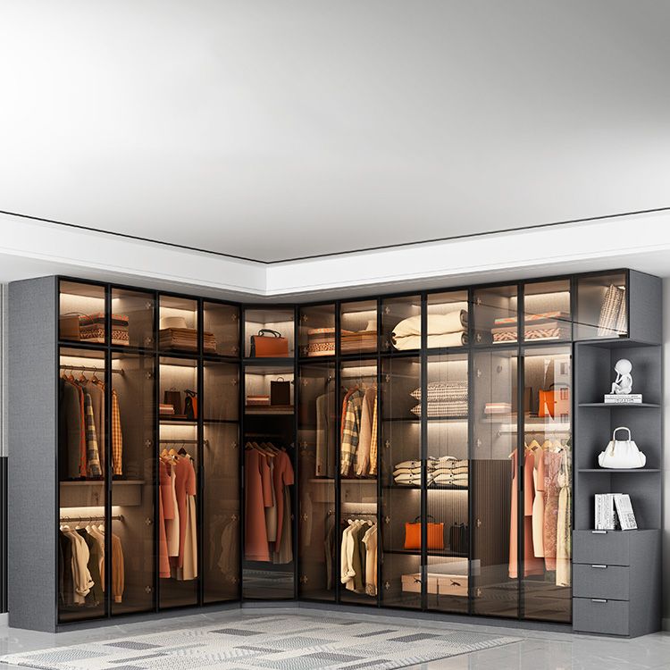 Modern Glass Wardrobe Cloth Rod Included Wardrobe Closet without Light Clearhalo 'Armoires & Wardrobes' 'armoires_wardrobes' 'Bedroom Furniture' 'furn' 'furn_armoires_wardrobes' 'Furniture' 1200x1200_18c5b545-5c7c-4043-b72f-4dfee0c8a36b