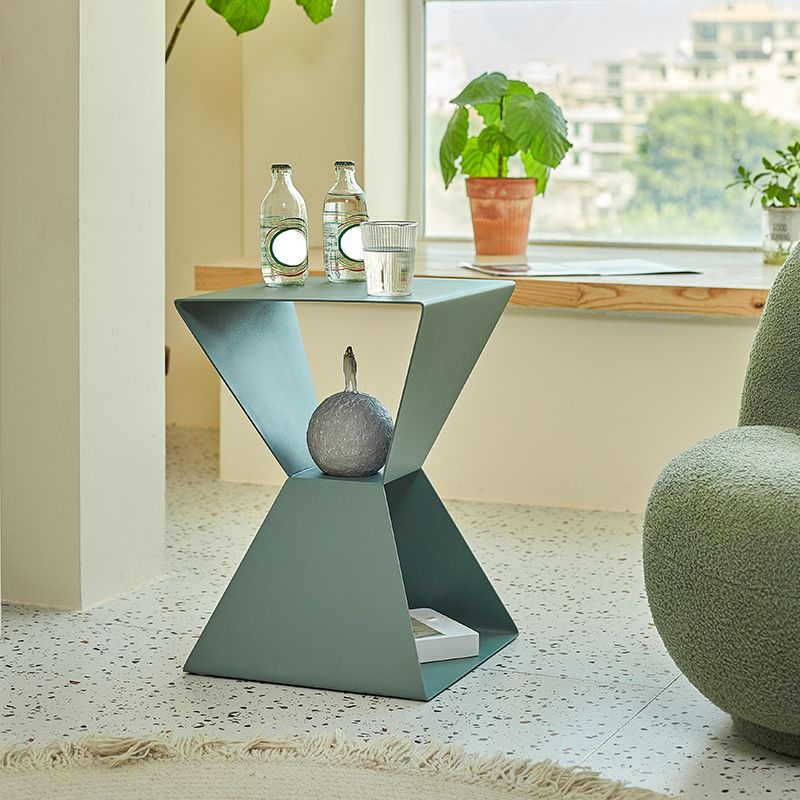 Rectangle Steel Top Side Table 19.68" Tall Abstract Base End Table with Shelves Clearhalo 'Coffee & Accent Tables' 'End & Side Tables' 'end_side_tables' 'furn' 'furn_end_side_tables' 'Furniture' 'Living Room Furniture' 1200x1200_18c64669-f379-4c80-95f9-bfc3bbef6f74