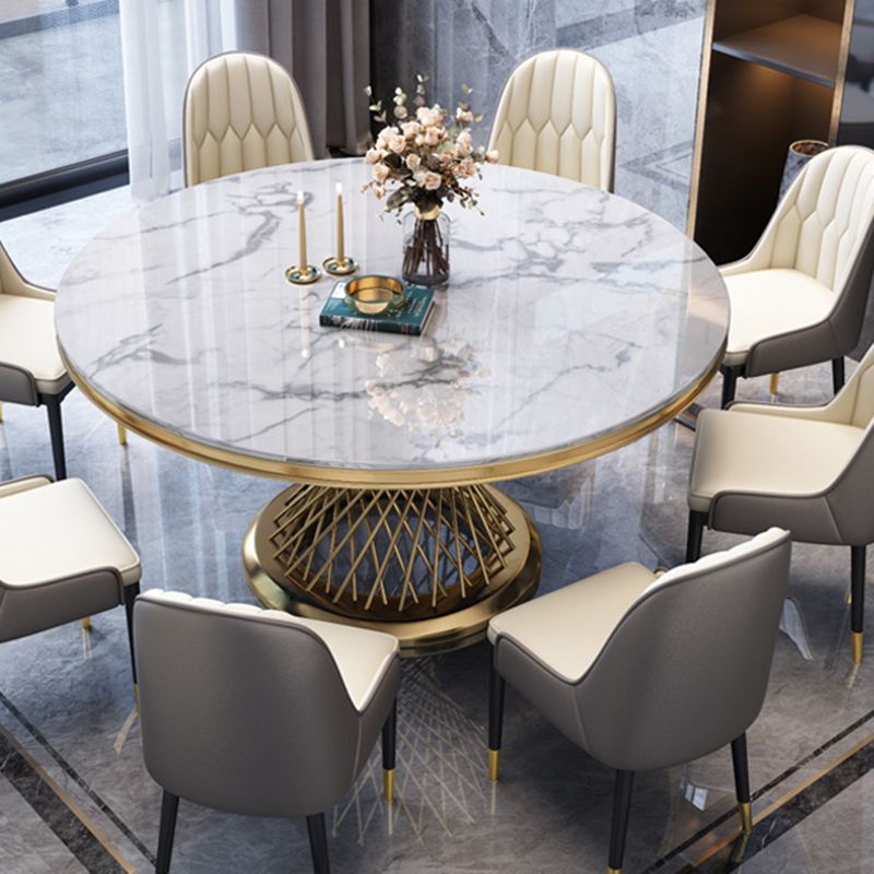 Sintered Stone Pedestal Dining Table Simplicity Style Round Table for Home Clearhalo ' dining_table' 'Dining Tables & Seating' 'Dining Tables' 'Furniture' 'furniture_dining_table' 'Kitchen & Dining Furniture' 'kitchen&dining_furn' 'kitchen' 'kitchen_dining_table' 1200x1200_18c7d323-8473-4736-a4e7-3fd5b465645e