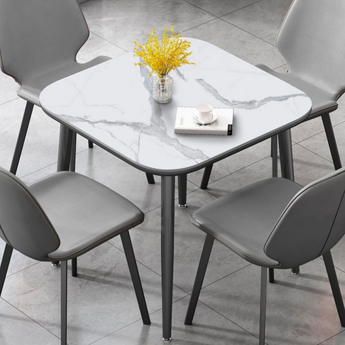 Metal Industrial Dinette Table Sintered Stone Top Table with 4 Legs Clearhalo ' dining_table' 'Dining Tables & Seating' 'Dining Tables' 'furn' 'furn_dining_table' 'Furniture' 'furniture_dining_table' 'Kitchen & Dining Furniture' 'kitchen&dining_furn' 'kitchen' 'kitchen_dining_table' 1200x1200_18c88d04-8adc-4852-8a06-10711bef06d9