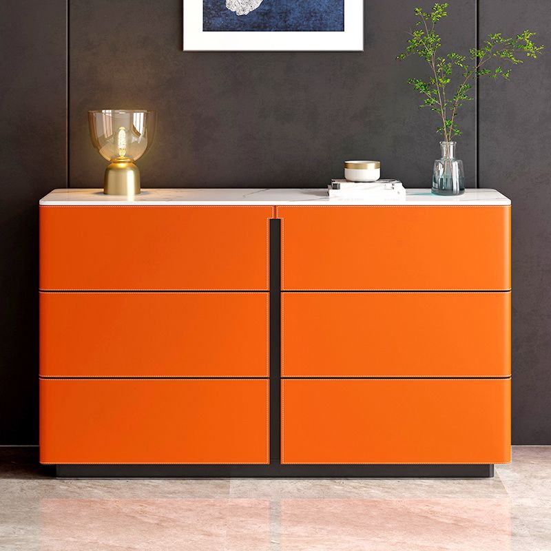 Stone and Wood Sideboard with Drawers Modern Buffet in Orange Clearhalo 'buffet_sideboard' 'Buffets & Sideboards' 'furn' 'furn_buffet_sideboard' 'Furniture' 'Kitchen & Dining Furniture' 1200x1200_18c8efba-a6ed-47df-94b0-26939a2e10dc