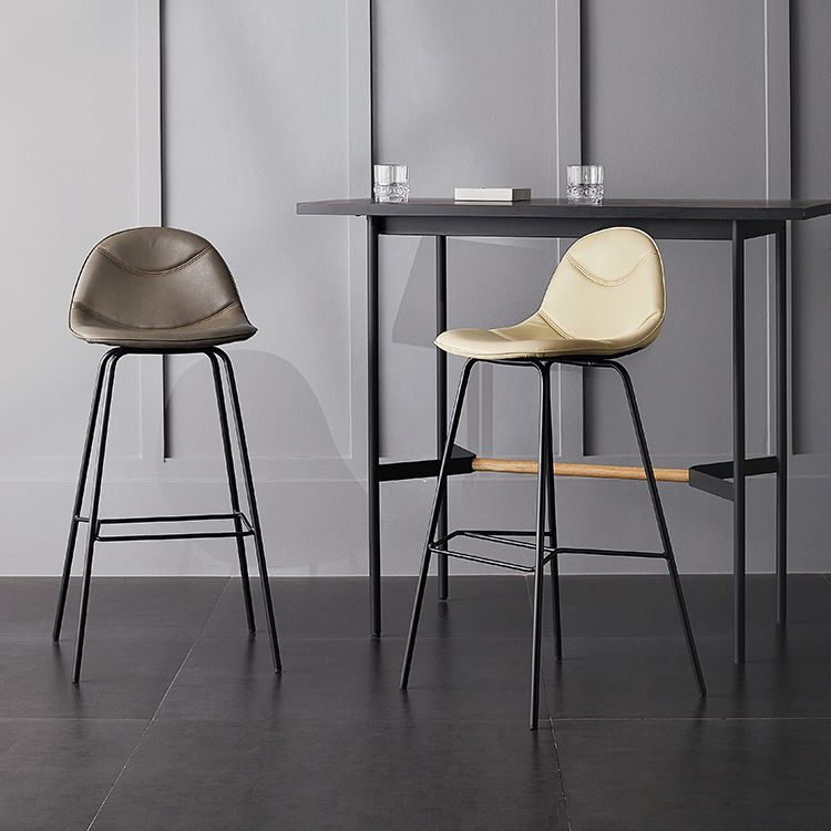 Industrial Leather Iron Counter Stools Low Back Bar Stools with 4 Legs for Kitchen Clearhalo 'Bar Furniture' 'Bar Stools' 'bar_stools' 'furn' 'furn_bar_stools' 'furniture_bar_stools' 'Kitchen & Dining Furniture' 'kitchen&dining_furn' 'kitchen' 'kitchen_furn' Furniture' 1200x1200_18c972ef-1af6-4fe7-92f4-40485954295b