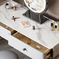 Contemporary Stone Top Vanity with Drawers Grey Vanity Set with Stool