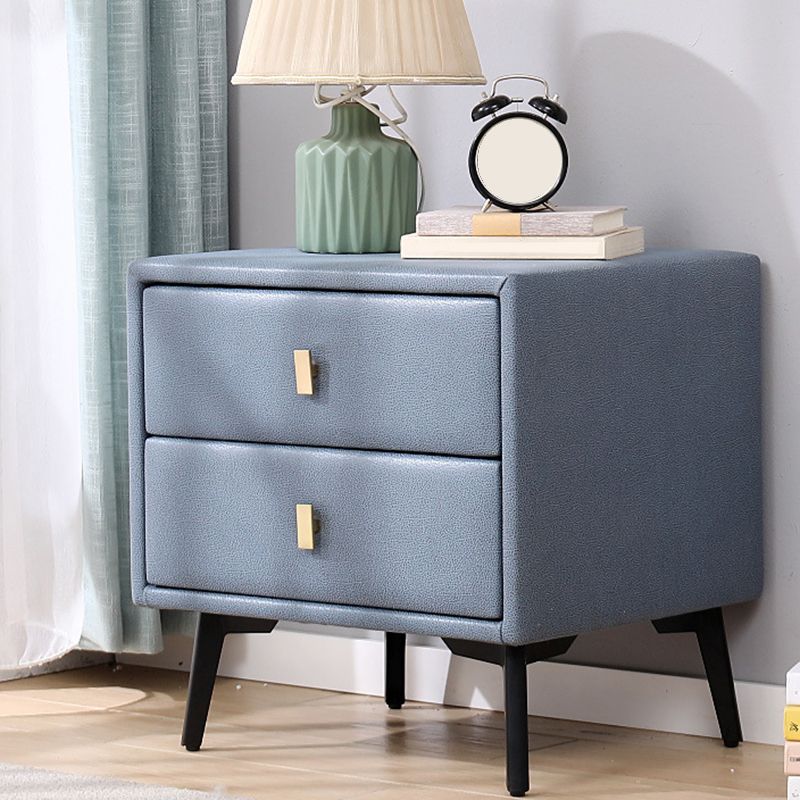 Table de nuit en faux cuir moderne 20 pouces H les jambes de rangement à 2 titres inclus la table de nuit