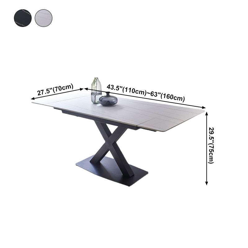 Contemporary Rectangle Dining Room Table Sintered Stone Table with Black Pedestal Base Clearhalo ' dining_table' 'Dining Tables & Seating' 'Dining Tables' 'furn' 'furn_dining_table' 'Furniture' 'furniture_dining_table' 'Kitchen & Dining Furniture' 'kitchen&dining_furn' 'kitchen' 'kitchen_dining_table' 1200x1200_18cbf9c5-7f1f-42bd-abd0-4a63c0673783