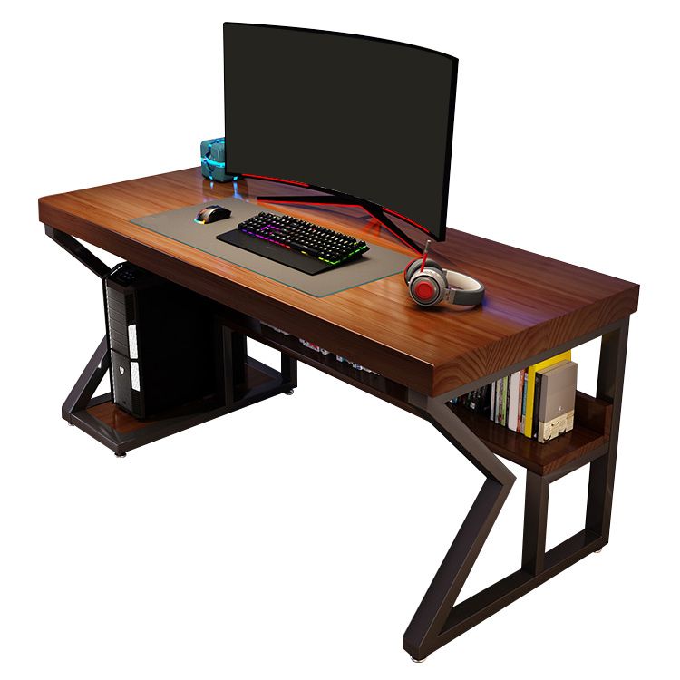 Mesa de oficina de dormitorio rectángulo escritorio de escritura de madera maciza con estantes