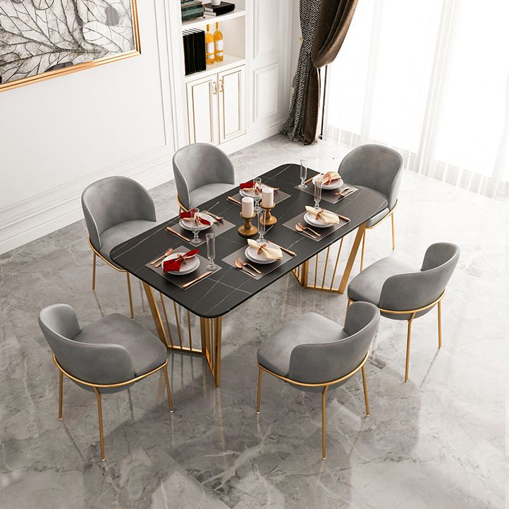Rectangular Dining Table Set 1/2/5/7 Pieces Metal Dinette Set for Kitchen Clearhalo 'Dining Room Sets' 'Dining Tables & Seating' 'dining_room_set' 'furn' 'furn_dining_room_set' 'Furniture' 'Kitchen & Dining Furniture' 1200x1200_18cdcbf0-c776-435d-a45b-e76f22e2a793