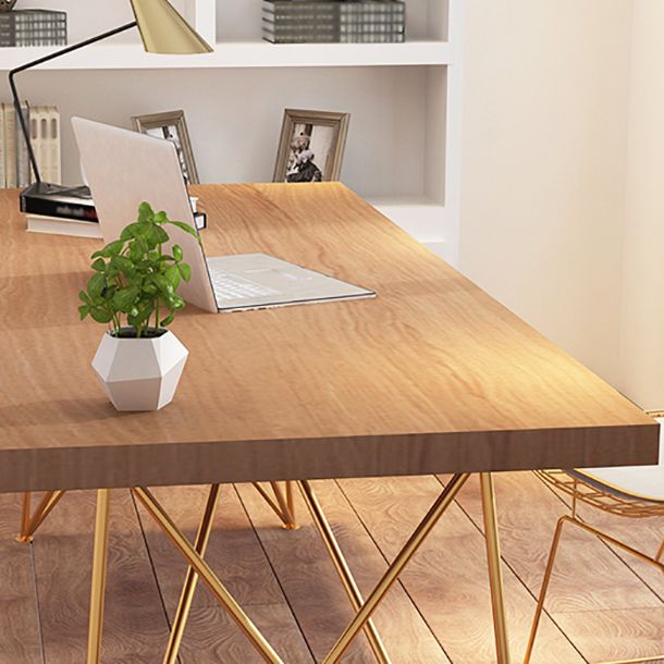 Glam Style Wooden Office Desk Rectangular Desk with Gold Frame Clearhalo 'furn' 'furn_office_desk' 'Furniture' 'Office Desks' 'Office Furniture' 'office_desk' 1200x1200_18cf3239-26d6-4003-99fd-499d806dd7f6