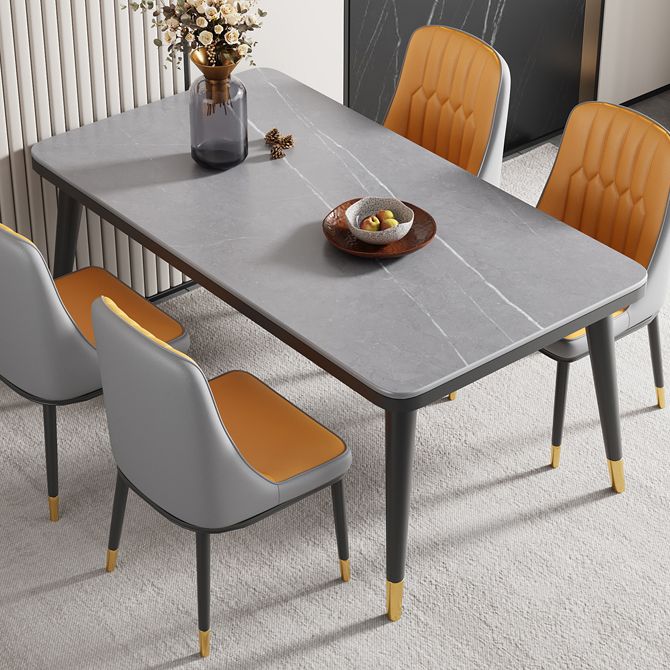 Minimalist Sintered Stone Top Kitchen Dining Table Rectangle Shape Dining Table with 4 Legs Base Clearhalo ' dining_table' 'Dining Tables & Seating' 'Dining Tables' 'Furniture' 'furniture_dining_table' 'Kitchen & Dining Furniture' 'kitchen&dining_furn' 'kitchen' 'kitchen_dining_table' 1200x1200_18cf8272-ad8d-42bc-a877-47b3b8750f3e