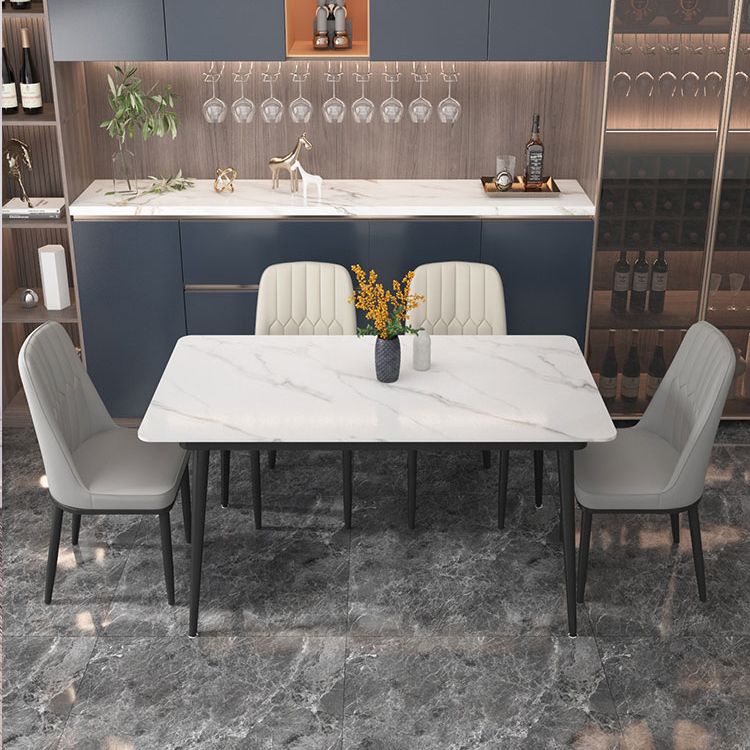 Fixed Sintered Stone Top Dining Furniture with 4 Legs Base Dining Table Sets for Home Clearhalo 'Dining Room Sets' 'Dining Tables & Seating' 'dining_room_set' 'Furniture' 'furniture_dining_room_set' 'Kitchen & Dining Furniture' 'kitchen&dining_furn' 'kitchen' 1200x1200_18d08708-e4cc-46b3-b927-2b45ee59d041