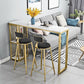 Mesa de pub Glam, mesa de bar rectangular de altura con barra de pedestal doble para interiores