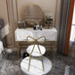 Glam Wood Vanity Table in White 31.5" H Dressing Table with Mirror and Stool