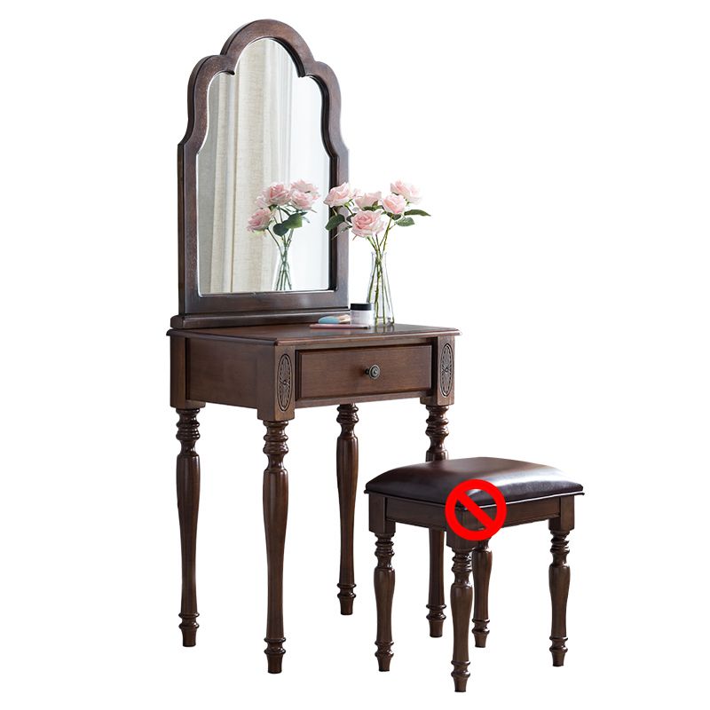 Traditional Wooden Vanity Makeup Table Set 1 Drawers Dressing Table with Mirror Clearhalo 'Bedroom Furniture' 'furn' 'furn_makeup_vanities' 'Furniture' 'Makeup Vanities' 'makeup_vanities' 1200x1200_18d2158c-7e52-4e81-9f4f-0aebc69872a1