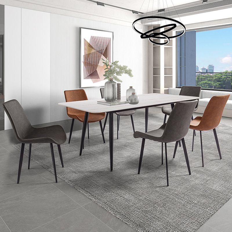Minimalist Dining Table Set with Sintered Stone Dining Table and Upholstered Chairs Clearhalo 'Dining Room Sets' 'Dining Tables & Seating' 'dining_room_set' 'furn' 'furn_dining_room_set' 'Furniture' 'furniture_dining_room_set' 'Kitchen & Dining Furniture' 'kitchen&dining_furn' 'kitchen' 1200x1200_18d2c5a5-67e7-4c21-88bd-563659738366