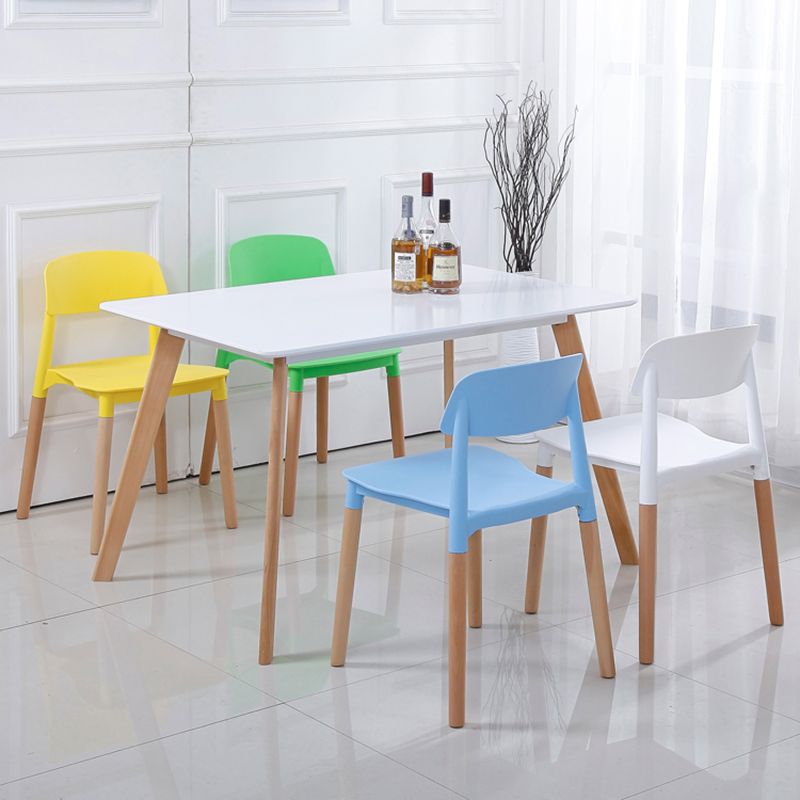 Home Plastic Armless Dining Chair Open Back Dining Side Chairs with Wood Legs Clearhalo ' kitchen&dining_furn' 'Dining Chairs' 'Dining Tables & Seating' 'dining_chair' 'furn' 'furn_dining_chair' 'Furniture' 'furniture_dining_chair' 'Kitchen & Dining Furniture' 'kitchen' 1200x1200_18d4608b-7c66-4b4c-834d-a71295f10c75