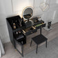 Contemporary Solid Wood Vanity Dressing Table with Mirror and Stool