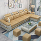 L-shape Faux Leather/Linen Blend Sectional Right Facing Sofa with Ottoman Included Clearhalo 'Furniture' 'furniture_sectionals' 'Living Room Furniture' 'Sectionals' 1200x1200_18d65435-733b-4b84-8db4-365c1b3947dc