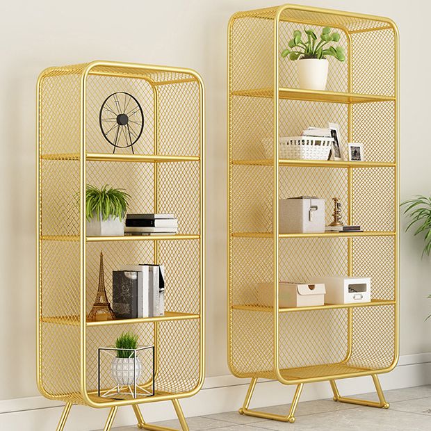 Glam Metal Bookshelf Closed Back with Shelves Bookcase Vertical Clearhalo 'Bookcases' 'furn' 'furn_bookcases' 'Furniture' 'Office Furniture' 1200x1200_18d9246c-86c2-40ac-b6a3-2163293e5c5d