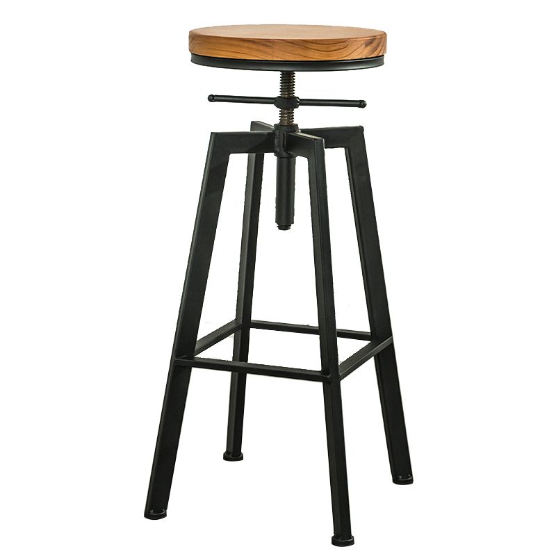 Armless Rotatable Bar Chair Modern Round Seat Bar Stool with Metal Footrest Clearhalo 'Bar Furniture' 'Bar Stools' 'bar_stools' 'furn' 'furn_bar_stools' 'Furniture' 'Kitchen & Dining Furniture' 1200x1200_18da0a36-c44b-4ce0-930d-f4a5309cff90