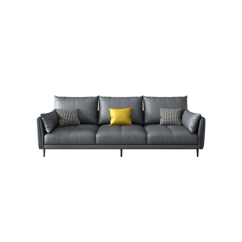 36" High Modern Faux Leather Square Arm Standard Sofa with Bolster Pillows for Living Room Clearhalo 'furn' 'furn_sofas' 'Furniture' 'furniture_sofas' 'Living Room Furniture' 'Sofa' 'sofas' 1200x1200_18db115d-f189-4ed9-b5f3-44e046c2bfea