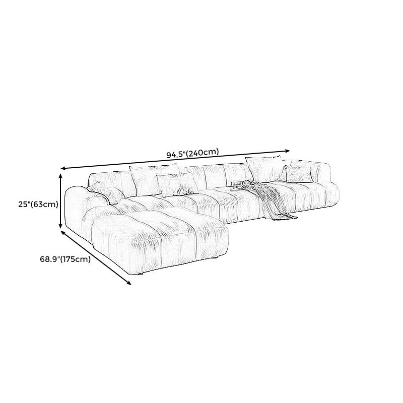Velvet Round Arm Sectionals 24.8"High Tight Back Sofa with 4 Pillows Clearhalo 'furn' 'furn_sectionals' 'Furniture' 'Living Room Furniture' 'Sectionals' 1200x1200_18dcacd5-9d3a-4d55-a03a-96b00f08db4d