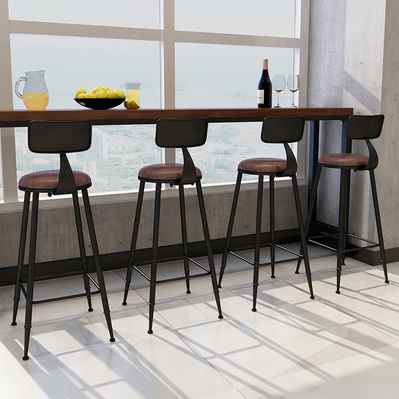 Industrial Low Back Counter & Bar Stool in Black and Brown for Restaurant Clearhalo 'Bar Furniture' 'Bar Stools' 'bar_stools' 'furn' 'furn_bar_stools' 'Furniture' 'Kitchen & Dining Furniture' 1200x1200_18de04d4-ed71-431a-9cfb-25b4fc4322d2