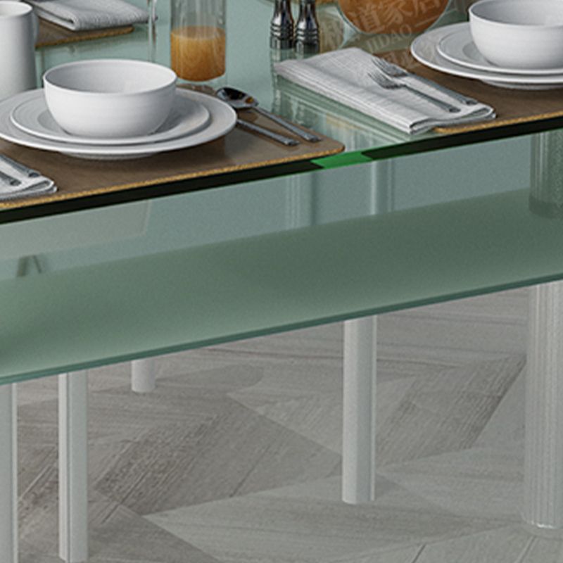 Metal Modern Rectangle Indoor Table Glass Table for Kitchen and Dining Room Clearhalo ' dining_table' 'Dining Tables & Seating' 'Dining Tables' 'furn' 'furn_dining_table' 'Furniture' 'furniture_dining_table' 'Kitchen & Dining Furniture' 'kitchen&dining_furn' 'kitchen' 'kitchen_dining_table' 1200x1200_18de4ad7-9390-410f-8146-37f1312b16f9