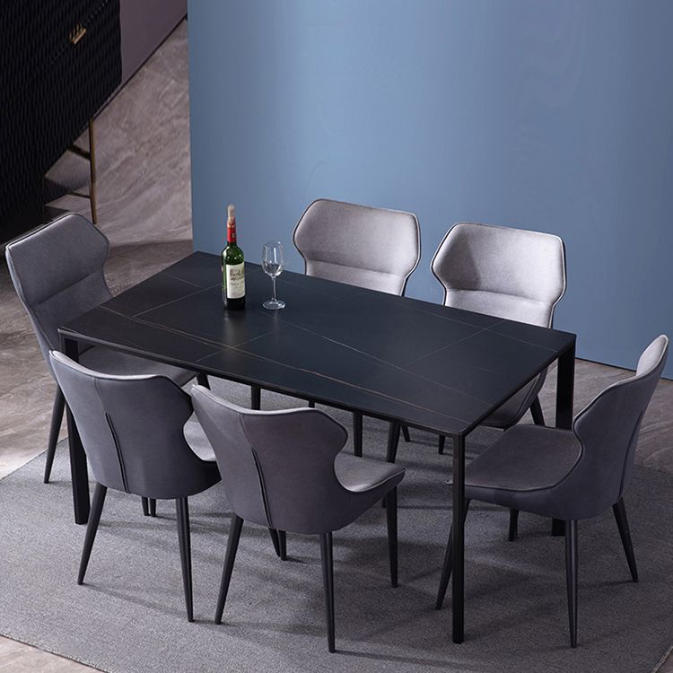 Sintered Stone Dining Table Industrial Black 4 Legs Base Rectangle Table for Home Clearhalo ' dining_table' 'Dining Tables & Seating' 'Dining Tables' 'furn' 'furn_dining_table' 'Furniture' 'furniture_dining_table' 'Kitchen & Dining Furniture' 'kitchen&dining_furn' 'kitchen' 'kitchen_dining_table' 1200x1200_18df65d5-3997-48b3-8a5d-717fe1fb8647