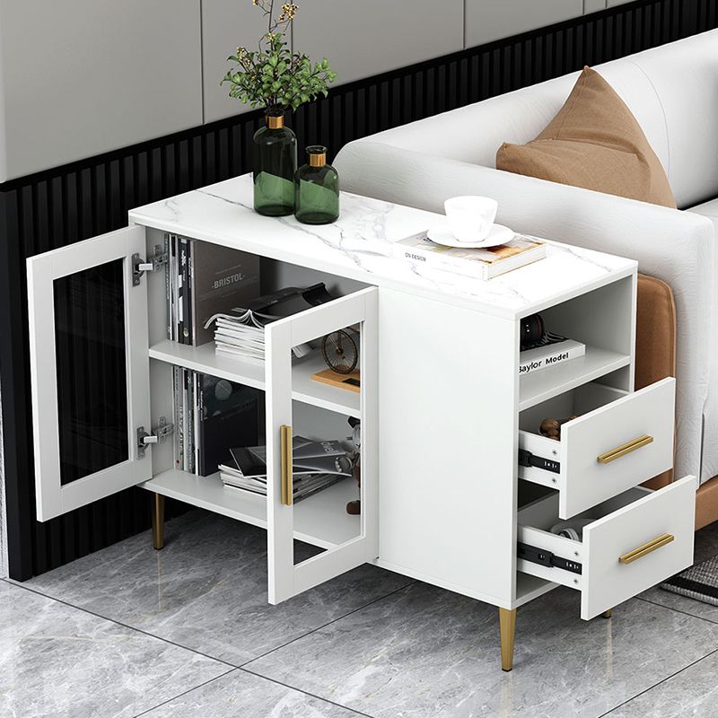 Modern Accent Cabinet with Straight Legs and 2 Drawers and 1/2 Doors