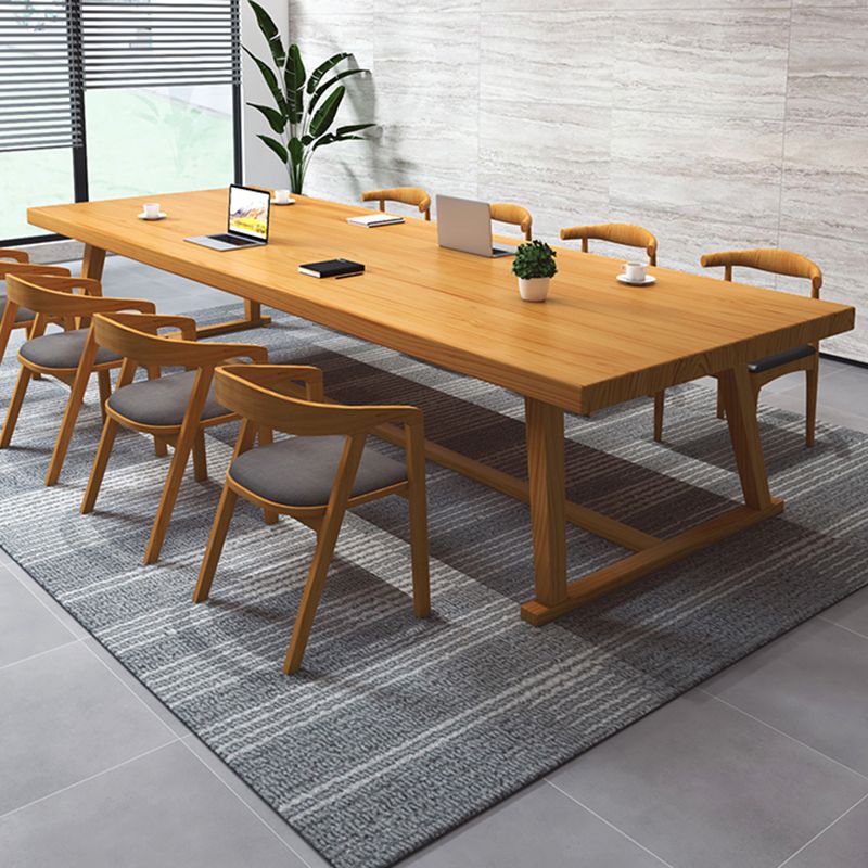 Modern Rectangle Furniture Pine Solid Wood Dining Site Table with Trestle Base Clearhalo ' dining_table' 'Dining Tables & Seating' 'Dining Tables' 'furn' 'furn_dining_table' 'Furniture' 'furniture_dining_table' 'Kitchen & Dining Furniture' 'kitchen&dining_furn' 'kitchen' 'kitchen_dining_table' 1200x1200_18e34541-0d86-4377-a9b7-70163790a232