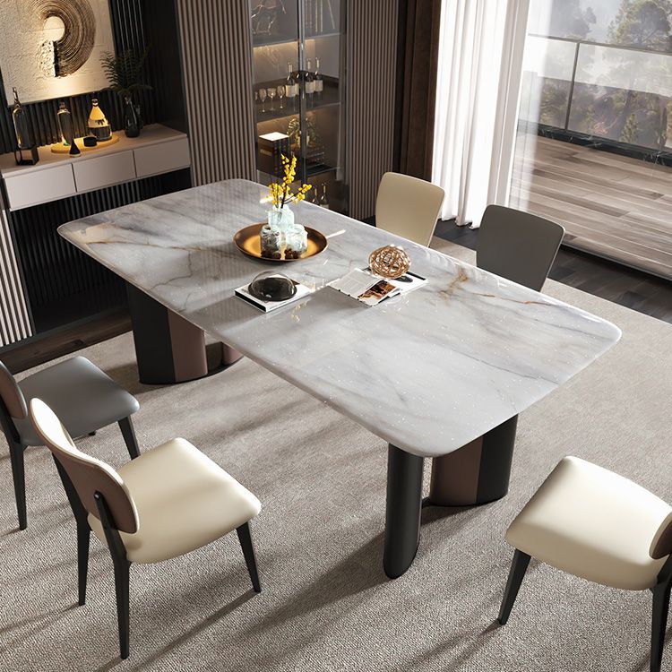 Double Pedestal Dinner Room Kitchen Table Modern Dining Room Table Clearhalo 'Dining Tables & Seating' 'Dining Tables' 'dining_table' 'furn' 'furn_dining_table' 'Furniture' 'Kitchen & Dining Furniture' 1200x1200_18e4f065-cf79-416a-aeff-404b38d132ba