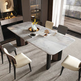 Double Pedestal Dinner Room Kitchen Table Modern Dining Room Table Clearhalo 'Dining Tables & Seating' 'Dining Tables' 'dining_table' 'furn' 'furn_dining_table' 'Furniture' 'Kitchen & Dining Furniture' 1200x1200_18e4f065-cf79-416a-aeff-404b38d132ba